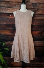 Speechless Dress Juniors Size XL Pink Lace Stretchy Fit & Flare Lined Pockets