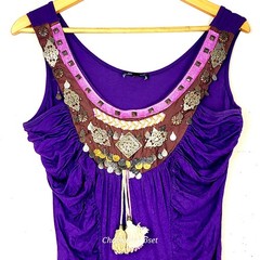 Y2K BeBe Metal Embellished Tunic Mini Dress | Indie Boho Ruched Festival