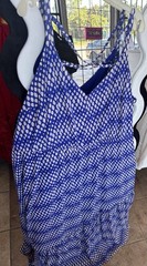 Lane Bryant Blue White Polka Dot V-Neck Sleeveless Maxi Chiffon 26/28