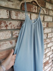 Muslin Comfort NWT Blue Basic Strap Night Gown Dress W/Pockets S/M Beach Summer