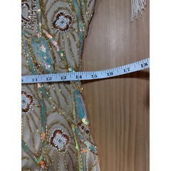 Fringed Beaded Midi Dress in Beige B5
