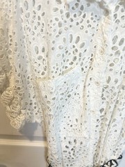 DX Collection Eyelet V-Neck Pullover Dress Size Large Made In Italy White Latte