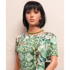 IN STUDIO Short Sleeve Green Tropical Flower Print Social Dress 14 NEW