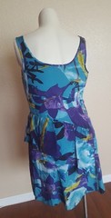 Trina Turk Tropical Floral Rachelle Silk Ruffle Shift Dress Size 10 Turquoise