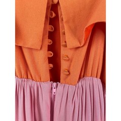 Koko + Mason Orange Pink Colorblock Maxi Dress Sleeveless Casual Summer Sundress