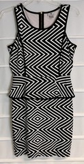 Worthington Black & White Stretch Rayon Nylon Blend Geometric Print Dress 4 EC!