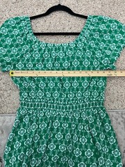 Boden Dress Womens US 8R Green White Embroidered Floral Short Sleeve Cotton