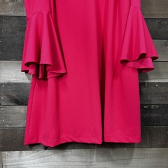 Lane Bryant Dress Womens 16 Pink Cold Shoulder Ruffle Bell Sleeve Knit