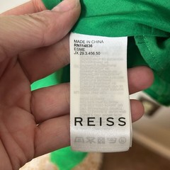 NEW Reiss emerald green Esme surplice side tie linen midi dress