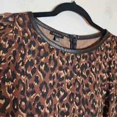 NWT Talbots Ponte Faux Leather Trim A-Line Sheath Dress Fall Leopard Size 10