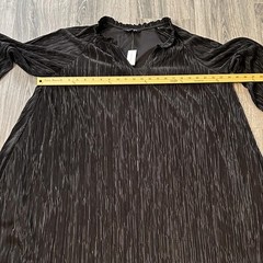Banana Republic Dress Womens XL Black Plisse Swing Long Sleeve Trapeze Crinkle