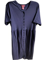 1X Full Length MODEST Dress, 2 Pockets, Over-the-head Pull-on, 51” Long,NavyBlue