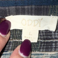 ODDI ODDY Boho Shirt Dress Fringe Mixed Materials Midi Size L Whimsy