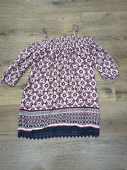 Trixxi Women&rsquo;s Juniors Pink, Red, Black Dress Size Large Floral Geometric Sleeve