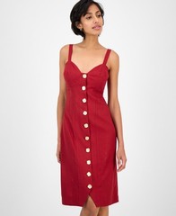14th Place Juniors&rsquo; Button-Front Bustier Sleeveless Dress – Wine Size S NWOT