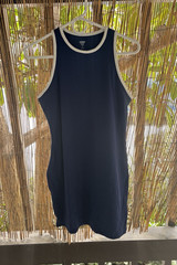 Express Compression Cotton Blend Knit Crew Neck Contrast Trim Tank Dress M