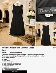 Chelsea Nites Black Fit & Flare Knee Dress 6 Round Neck Sleeveless Zip Lined