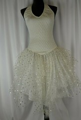 TD4 By Eletra Women&rsquo;s Dress Sz 5/6 White Tutu Ruffled Halter Style Polka Dots