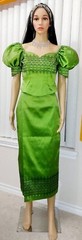 Cambodia Traditional Beautiful 2 Pieces Woman 100% Silk Blouse & Skirt SizeSmall