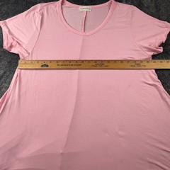 LARACE Women&rsquo;s Pink Short Sleeve V Neck Tunic Top Flowy Swing Dress XL