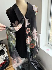 Ted Baker Sleeveless Draped Collared Style Floral Print Dress Size 12/14