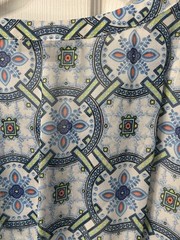 Adrianna Papell Blue Print Dress Size Large Fully Lined Full Flowy Sleeves