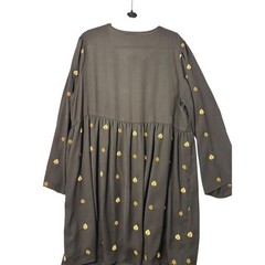 Dex Womens Black Gold Embroidered Paisley Tassel Tie Babydoll Dress Long Sleeve
