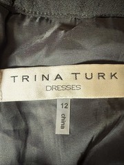 Trina Turk &lsquo;Nettle&rsquo; Black Sequin Beaded Shoulder Crepe Shift Dress Sz 12