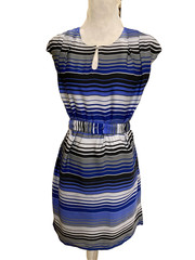 Banana Republic Striped Belted Dress & Elastic Waist Snap Belt, SZ 2,