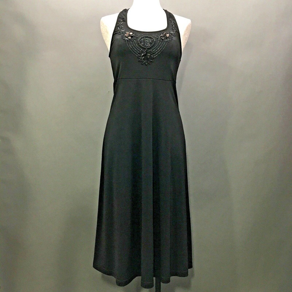 AND Beaded Halter, Black, midi length mid calf, not lined Womens Small