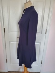 JUDE CONNALLY Elegant Split V-Neckline Dress 3/4 Sleeve & Pockets- Navy (Size M)
