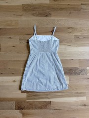 Crystal Doll Women&rsquo;s Striped Mini Dress Small White Black Cotton Spaghetti Strap