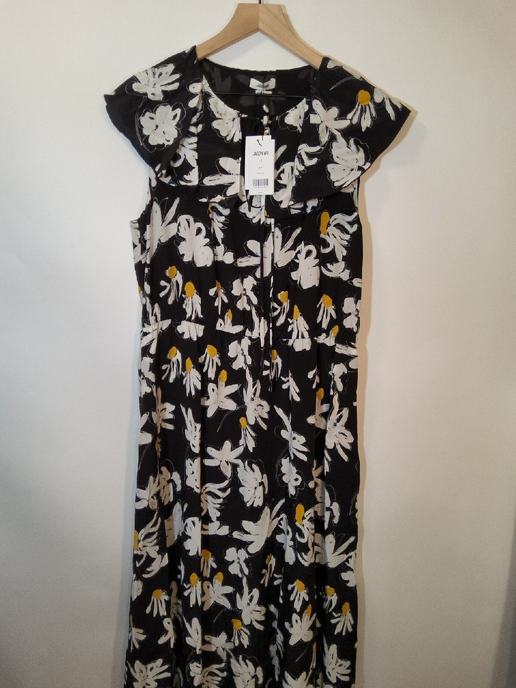 JASON WU Womens Black Lined Pullover Tie Sleeveless Fit + Flare Dress 12
