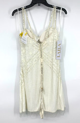 LARA Dress Womens 4 White Beaded Mini Fringe Wedding Honeymoon Bachelorette NWT