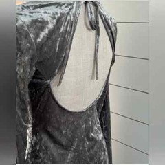 Future Collective Velvet Ruched A Line Dress Women&rsquo;s Open Back – Silver Large