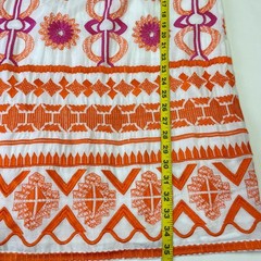 Gretchen Scott White Cotton Embroidered Shift Dress Orange Pink Floral XS Boho