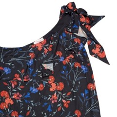 Parker Abrico One-Shoulder Ruffle Shift Dress Black Floral Print XS NWT $345