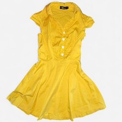 Wedtrend Yellow Ruffled Collared Cap Sleeve Short Dress – Size XS