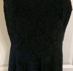SPEECHLESS NAVY BLUE POLYESTER BLEND LACE FIT & FLARE DRESS – MEDIUM