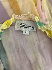 Bianca Paris Maxi Dress One Size TU Multicolor Striped Long Sleeve peasant