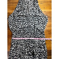 A.L.C. Cody Silk Dress Black White Leopard Print Blouson Smocked Waist Halter 10