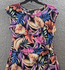 Connected Printed Extended-Shoulder Midi Dress Women&rsquo;s 10US Black Multi Pullover