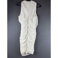 NWT Lulus Modern Movement White Mesh Ruched Mock Neck Mini Dress Bodycon Size XL