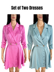 SET OF TWO FIT AND FLARE WRAP MINI DRESSES SIZE SMALL – NWOT