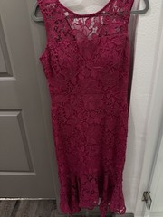 Kensie Pink Floral Lace Sheath Dress Size 6 Knee Length Scoop Neck Zip