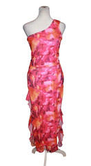 DRESSTELLS Dress Women&rsquo;s SIze M Hot Pink Orange One Shoulder FItted Long NEW