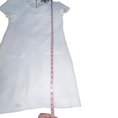 COMPTOIR DES COTONNIERS WHITE TEXTURED SHORT SLEEVE DRESS FAUX POCKETS SIZE 38