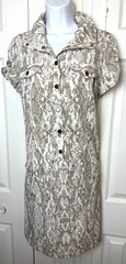 CHICO&rsquo;S Zenergy Neema Snake Print Shirt Dress Tibet Taupe Tan Cream Sz 0.5 S 6