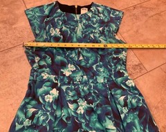 Ali Ro Floral Print Dress Women&rsquo;s Sz 2 Turquoise Blue Cap Sleeves Pockets Pretty