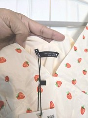 Zara strawberry print viscose mini fit and flare V-neck dress large